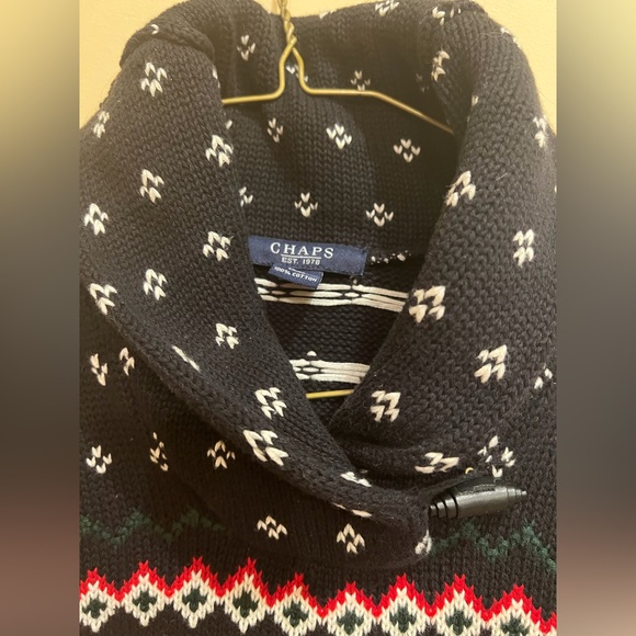 Chaps navy multi colored ski sweater M - Picture 4 of 9